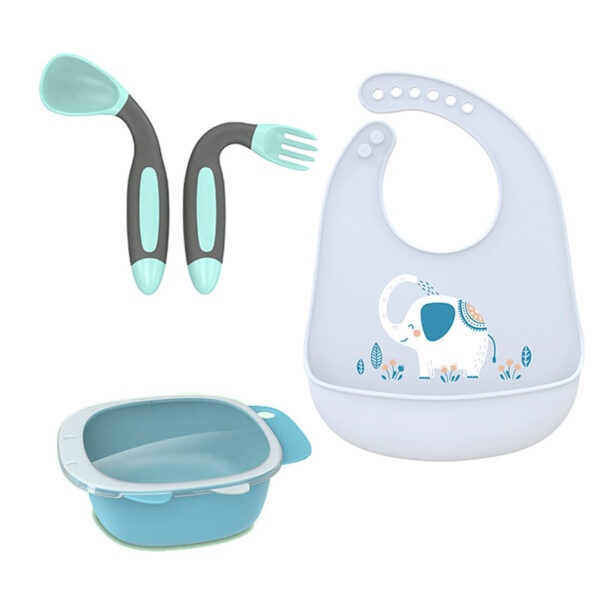 Kit De Comida Bebe. Plato Bowl, Cubiertos Y Babero